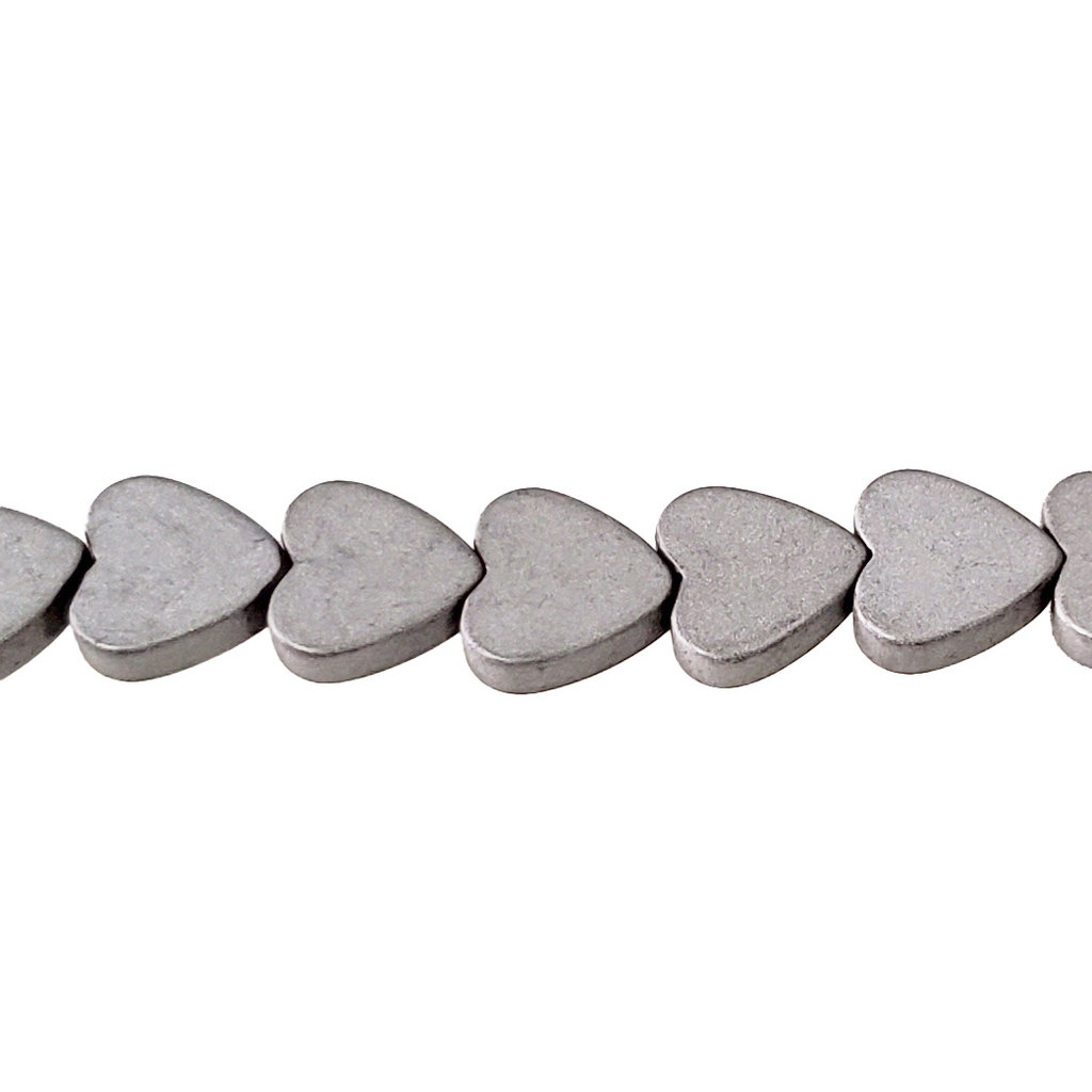 Heart Hematite Beads 8mm 16" Strand