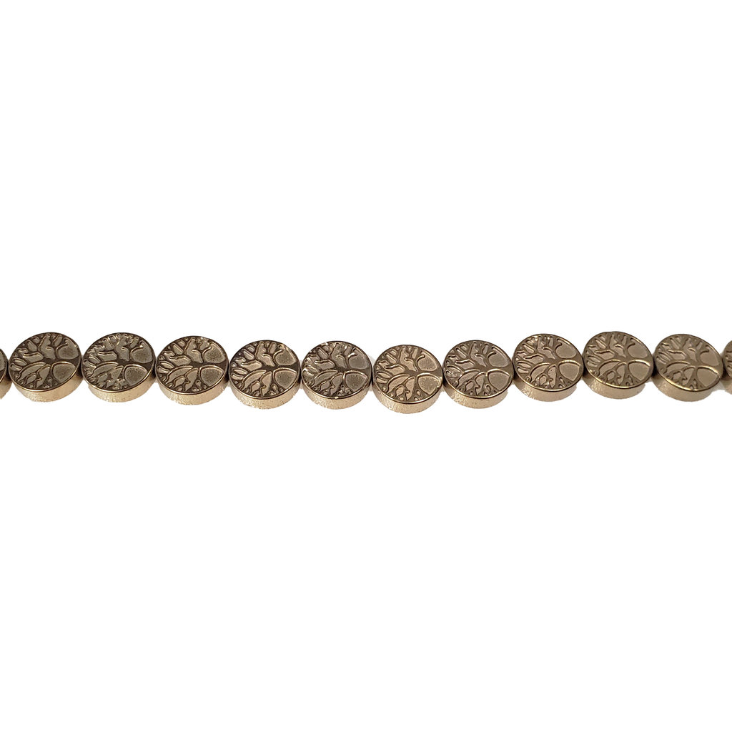 Tree of Life Hematite Beads 10mm 16" Strand