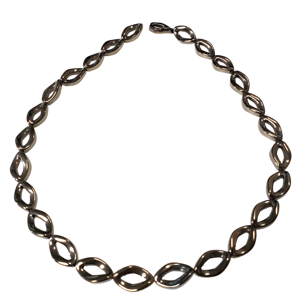 Twisted Oval Hematite Beads 10x16mm 16" Strand