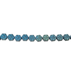 Hexagon Snow Hematite Beads 8mm 16" Strand