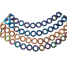 Donut Hematite Beads 12mm 16" Strand