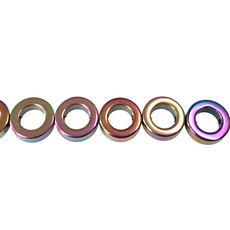 Donut Hematite Beads 12mm 16" Strand