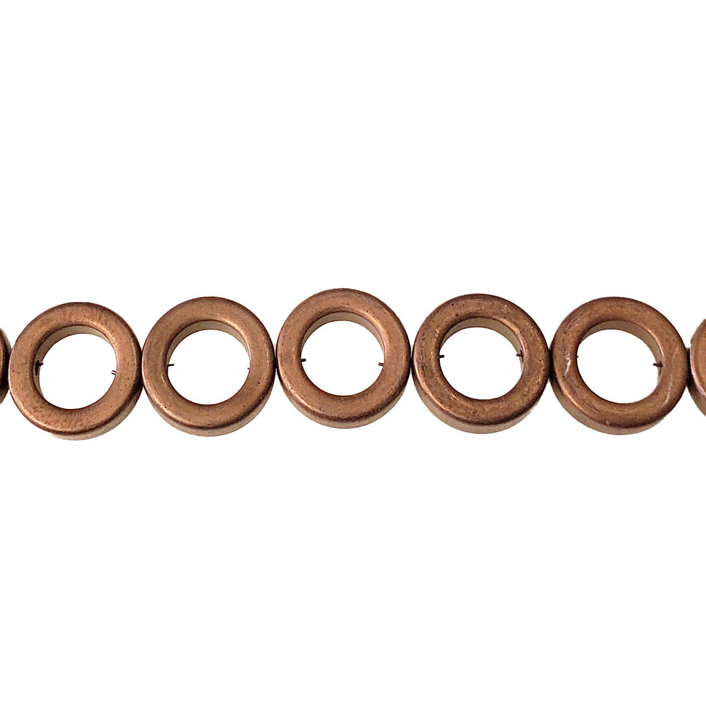 Donut Hematite Beads 12mm 16" Strand