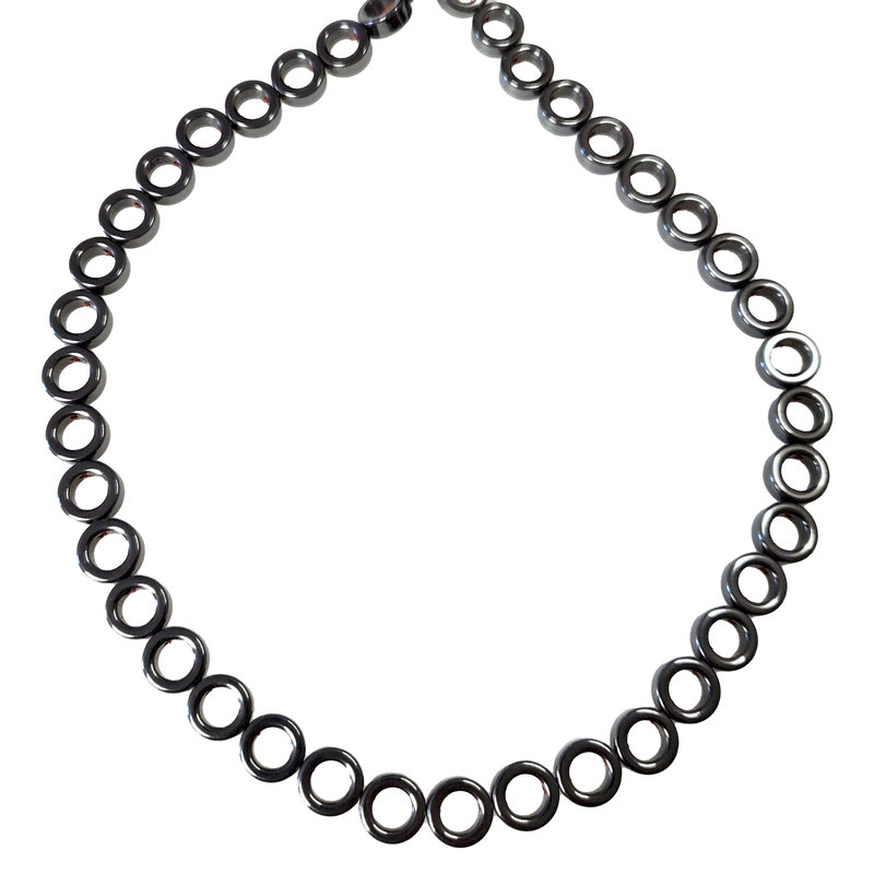 Donut Hematite Beads 10mm 16" Strand Gunmetal