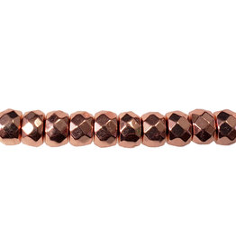 Faceted Rose Gold Hematite Beads 4x6mm 16" Strand