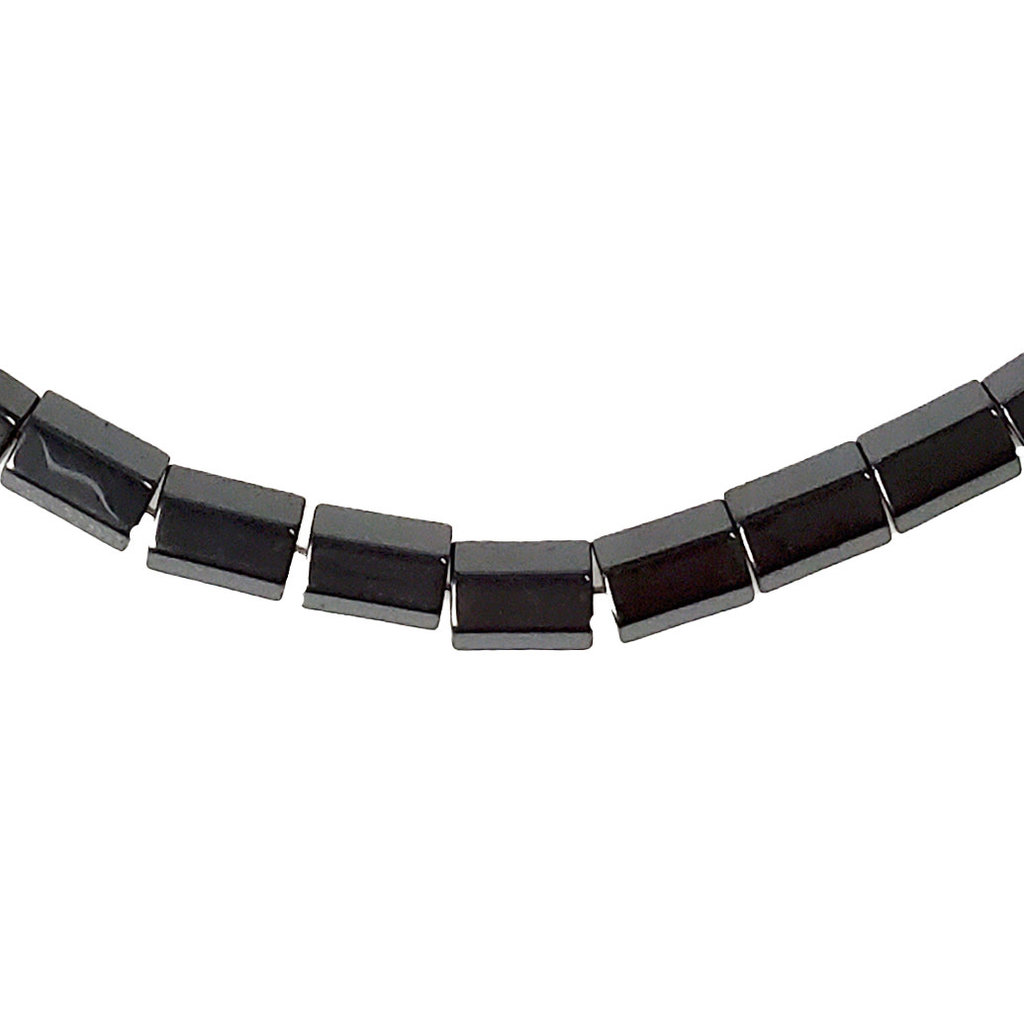 Hexagon Tube Hematite Bead 5x8mm 16" Strand