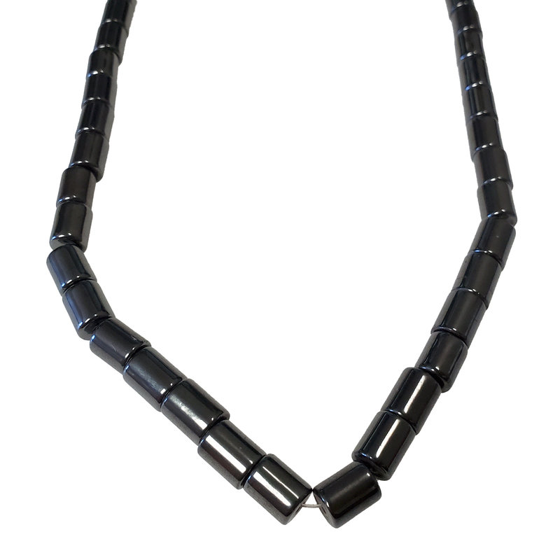 Tube Hematite Bead 8x9mm 16" Strand