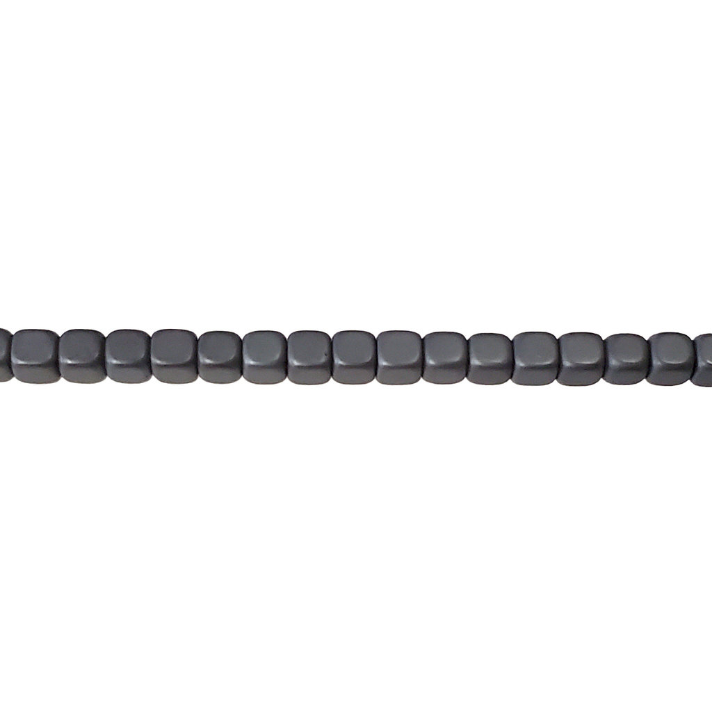 Matte Cube Hematite Beads 4mm 16" Strand