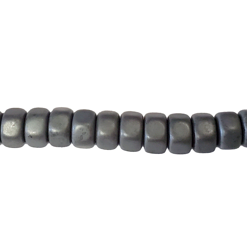 Screw Nut Hematite Beads 8x5mm 16" Strand