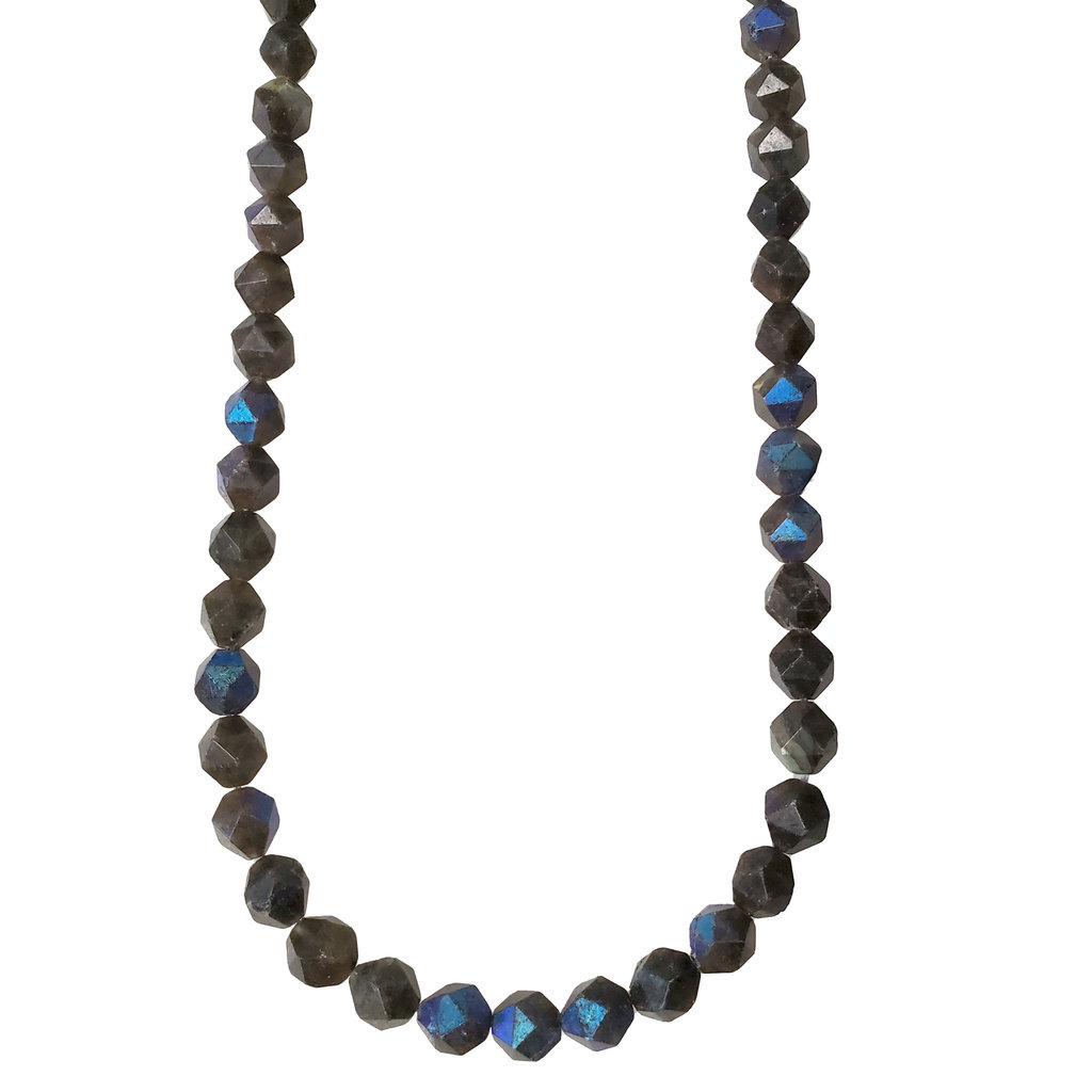 Faceted Star Cut Labradorite 16" Strand