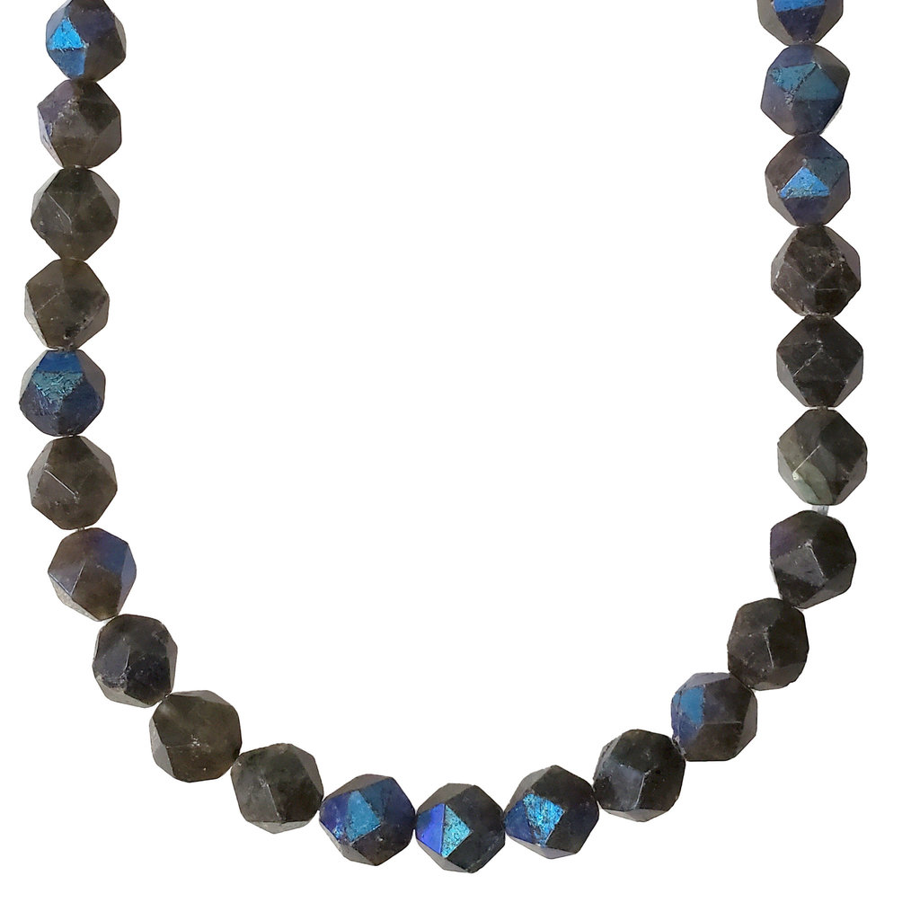 Faceted Star Cut Labradorite 16" Strand