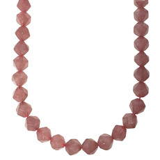 Faceted Star Cut Strawberry Quartz 16" Strand