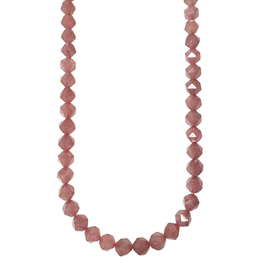 Faceted Star Cut Strawberry Quartz 16" Strand