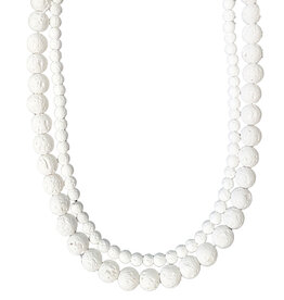 Bead World White Colored Lava Beads 16" Strand