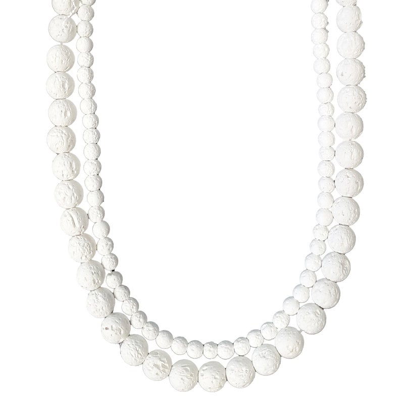 Bead World White Colored Lava Beads 16" Strand