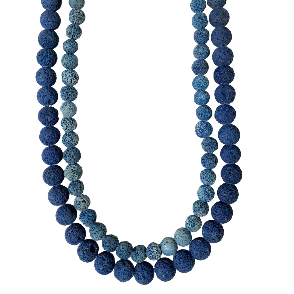 Bead World Blue Colored Lava Beads 16" Strand