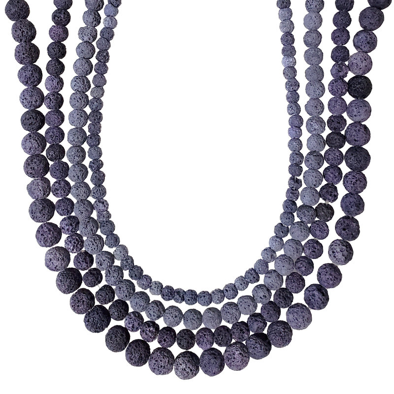 Bead World Purple Colored Lava Beads 16" Strand