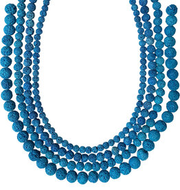 Bead World Light Blue Colored Lava Beads 16" Strand