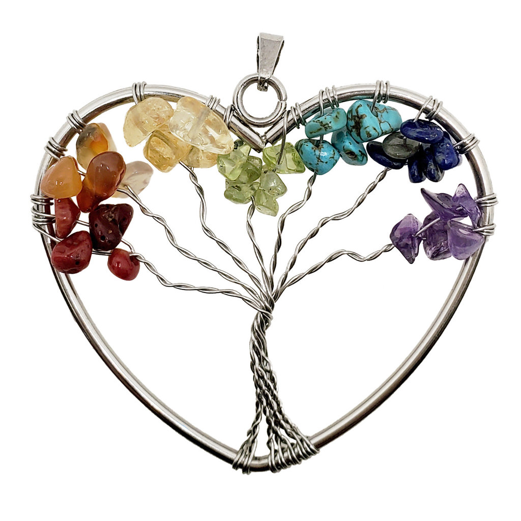 Tree of Life Chakra Heart Shape 2" Pendant
