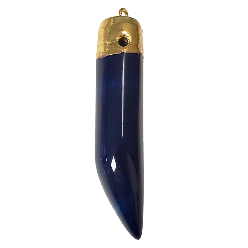 Blue Agate Horn Shape 2.5" Pendant