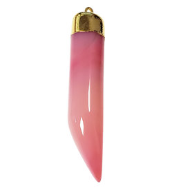 Pink Agate Horn Shape 2.5" Pendant