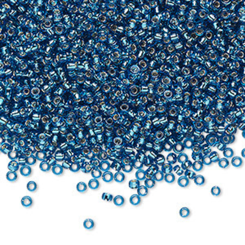 Miyuki #11 Rocaille Seed Bead Transparent Silver-Lined Capri Blue 25gms