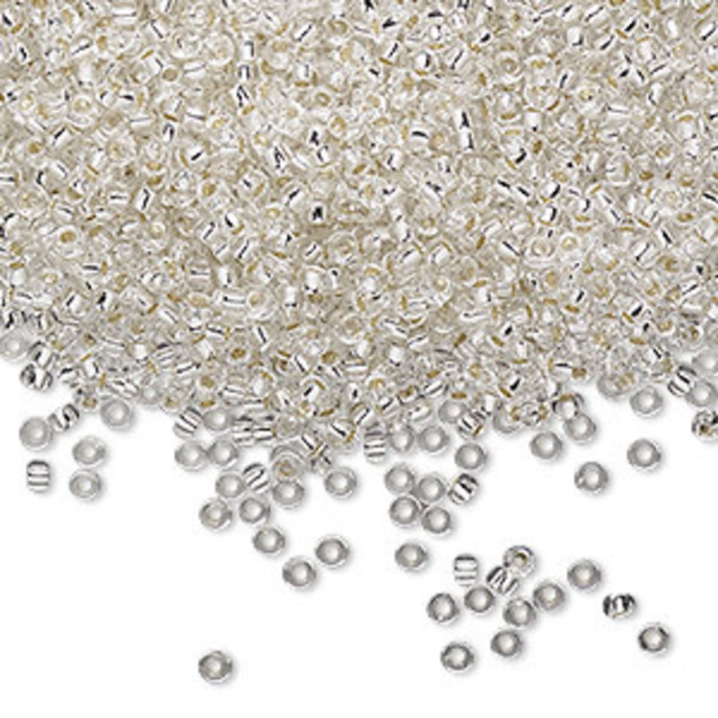 Miyuki #11 Rocaille Seed Bead Transparent Silver-Lined Crystal Clear 25gms