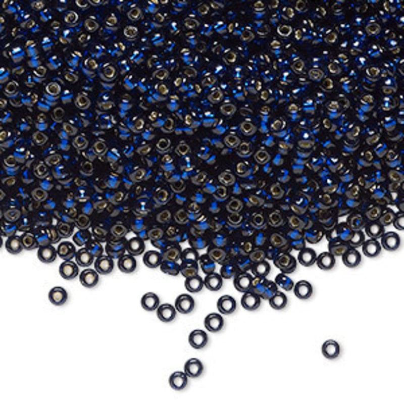 Miyuki #11 Rocaille Seed Bead Transparent Silver-Lined Navy Blue 25gms