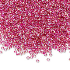 Miyuki #11 Rocaille Seed Bead TransHPink-Lined Rnbw Crystal Clear 25gms