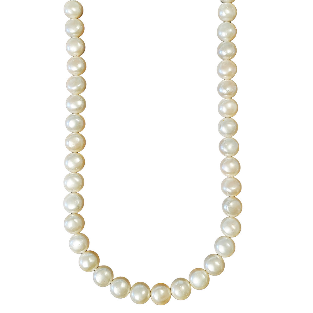 Ivory Round Flat Shell Pearl 16" Strand 12mm