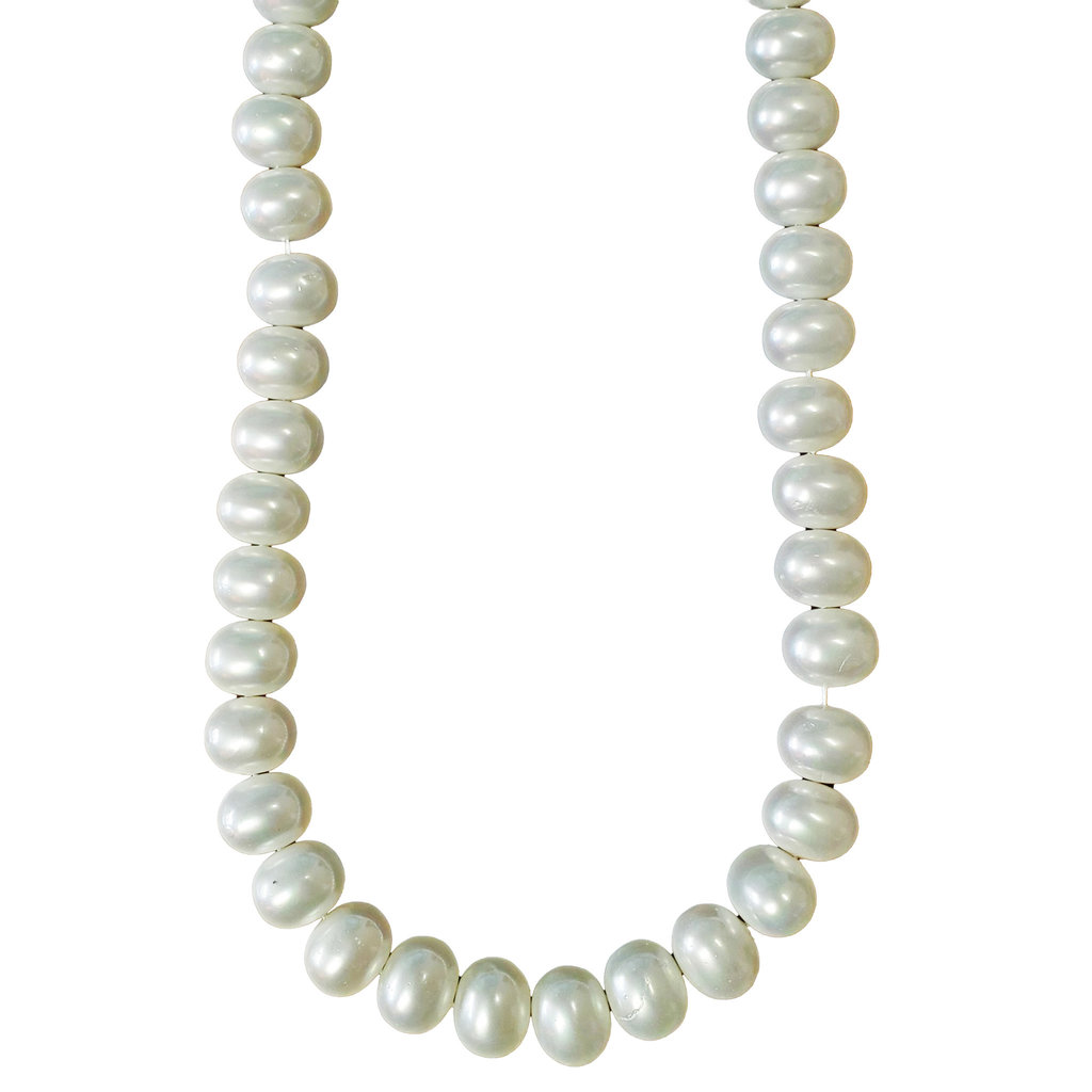 White Oval Side Drilled Shell Pearl 16" Strand 16x12mm
