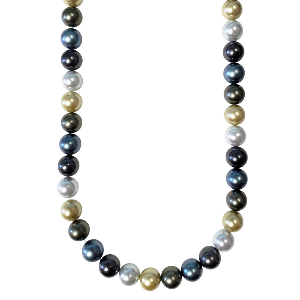 Dark Mixed Color Shell Pearl 16" Strand 12mm