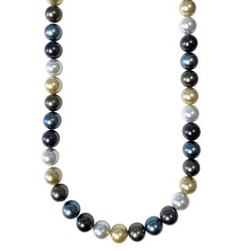 Dark Mixed Color Shell Pearl 16" Strand 12mm