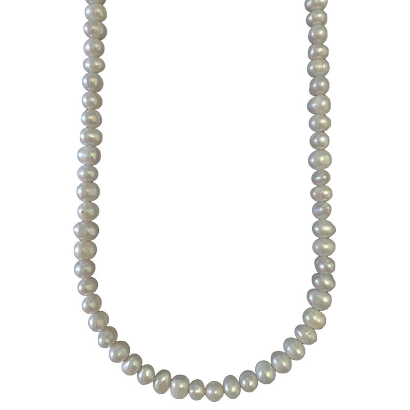 Light Grey Egg/Ringed Fresh Water Pearl 16" Strand 6mm