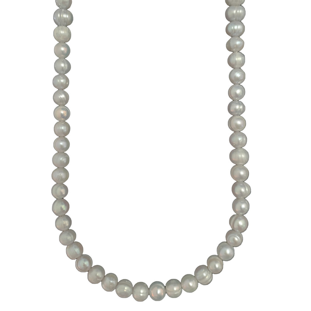 Light Grey Ringed Fresh Water Pearl 16" Strand 6mm