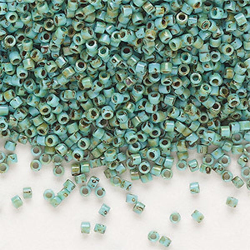 Miyuki Delica #11 Opaque Picasso Turquoise Blue DB2264 7.5gms