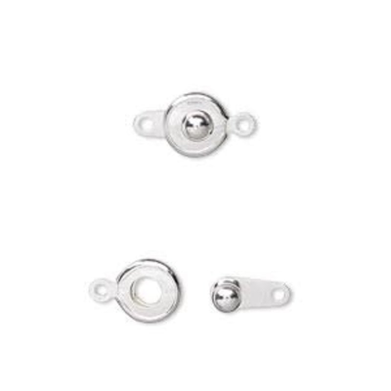 Button Clasp Imitation Silver-Plated Brass 7.5mm 5pcs.