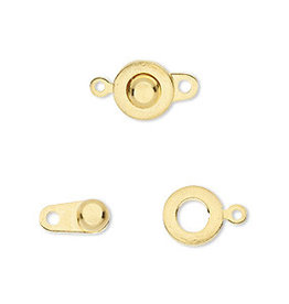 Button Clasp Imitation Gold-Plated Brass 7.5mm 5pcs.