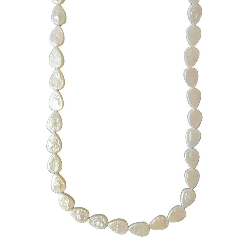 Ivory Flat Teardrop Fresh Water Pearl 16" Strand 9x13mm