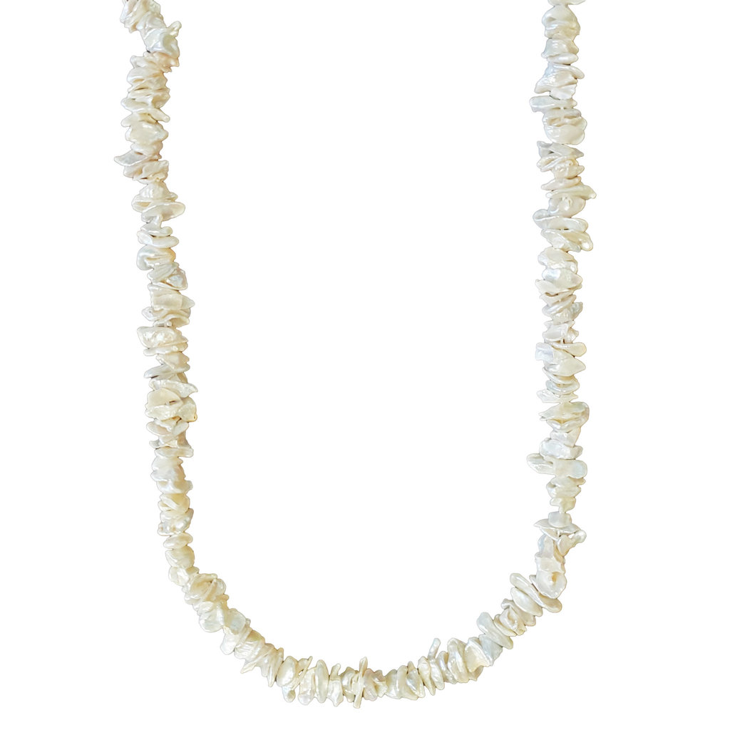 Ivory Flat Chips Fresh Water Pearl 16" Strand