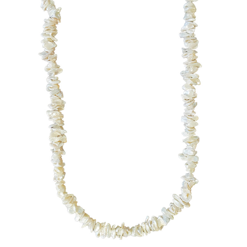 Ivory Flat Chips Fresh Water Pearl 16" Strand