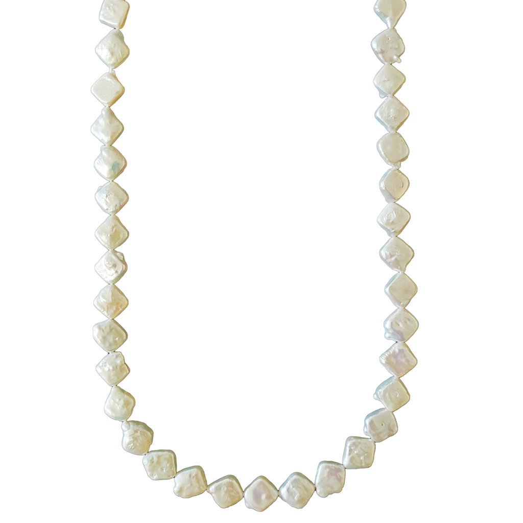 Ivory Flat Diamond Fresh Water Pearl 16" Strand 16mm