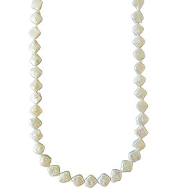 Ivory Flat Diamond Fresh Water Pearl 16" Strand 10mm