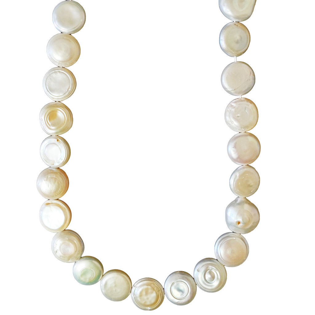 Ivory Coin Fresh Water Pearl 16" Strand 18mm