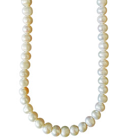 White Oval Side Drilled Fresh Water Pearl 16" Strand 10x12mm