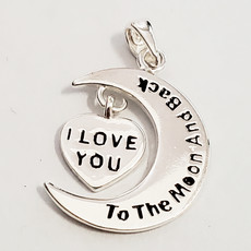 Bead World Crescent I Love You The Moon and Back Sterling Silver Pendant 18mm