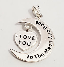 Bead World Crescent I Love You The Moon and Back Sterling Silver Pendant 18mm