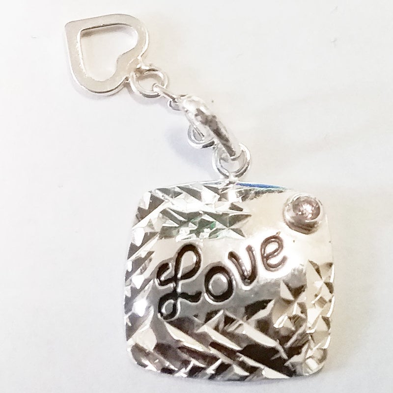 Silver Supplier Square Love w/ Heart Sterling Silver Pendant 14x14mm