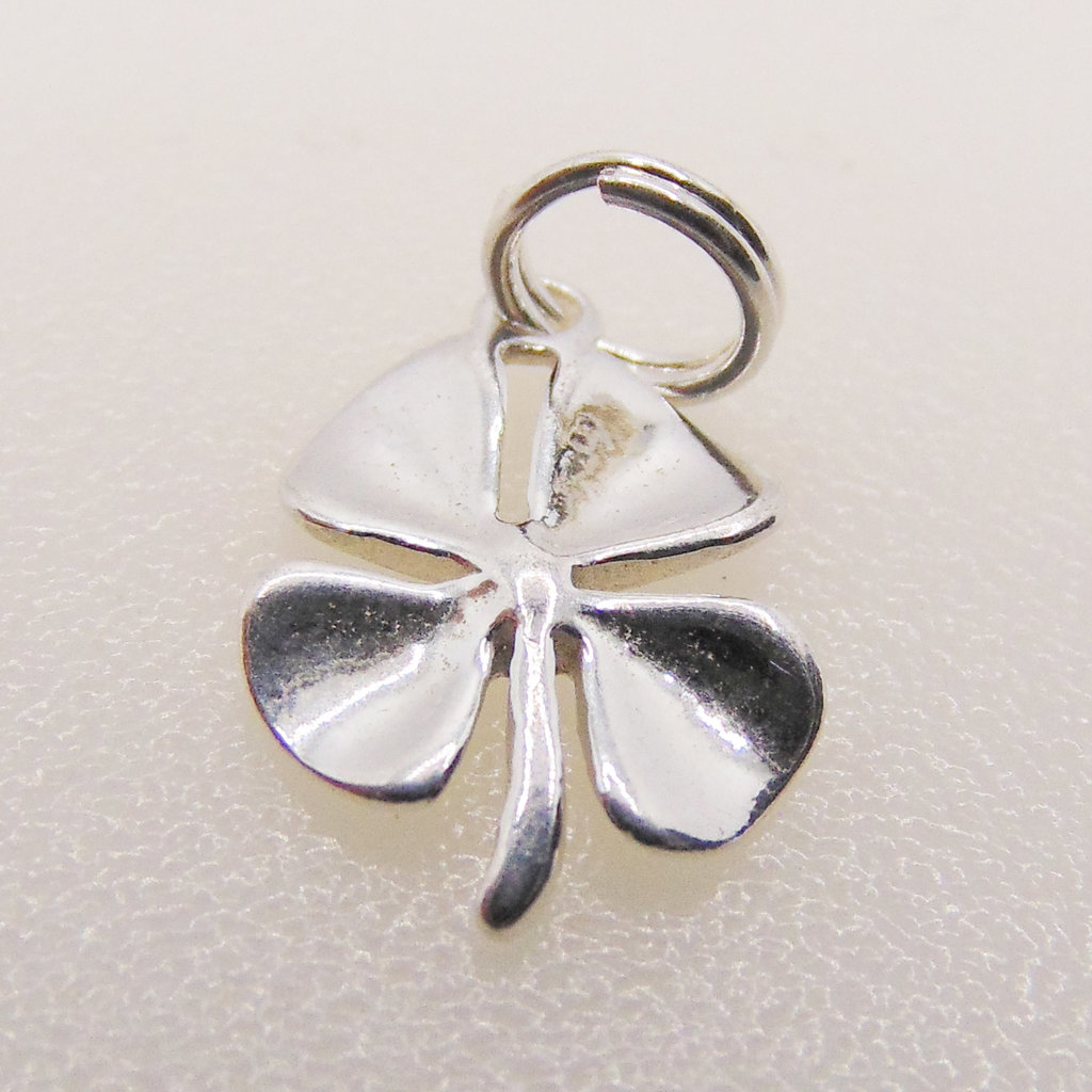 Bamiyan Four-Leaf Clover with Stem Sterling Silver Pendant 11x14mm