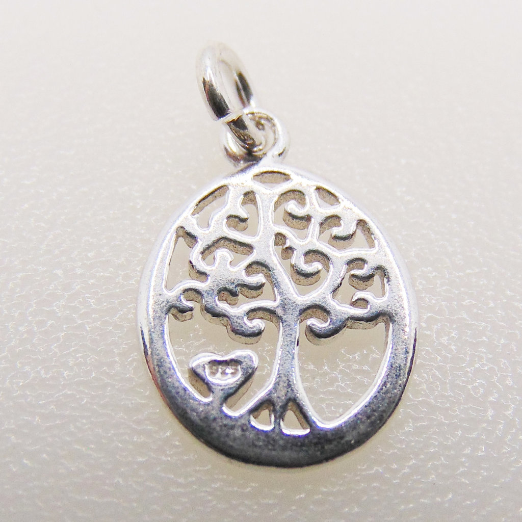 Bead World Oval Tree Of Life Sterling Silver Pendant 11x12mm